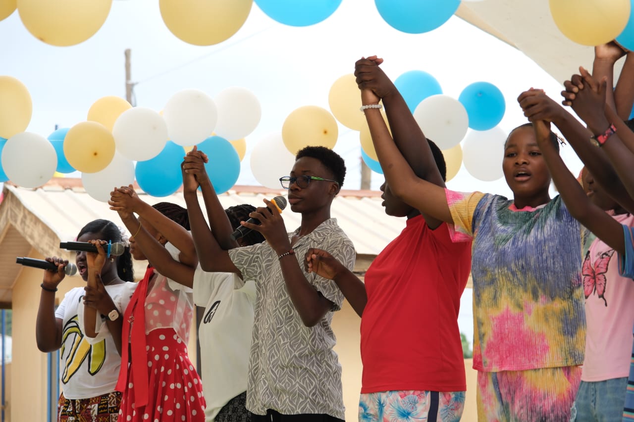 Students singing together